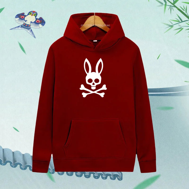 Unisex kaninskalle Hoodie – Casual Streetwear Hættetrøje med Print