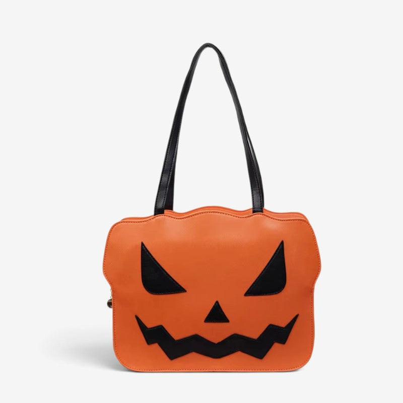 Skuldertaske med græskardesign kompakt PU taske til Halloween arrangementer | Ximena