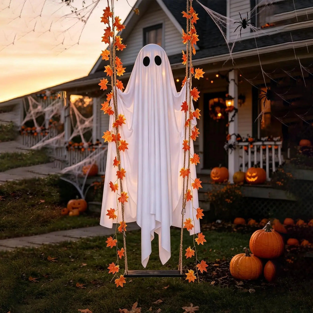 Hængende Halloween-spøgelse med LED-lys og fjernbetjening | Spokaty