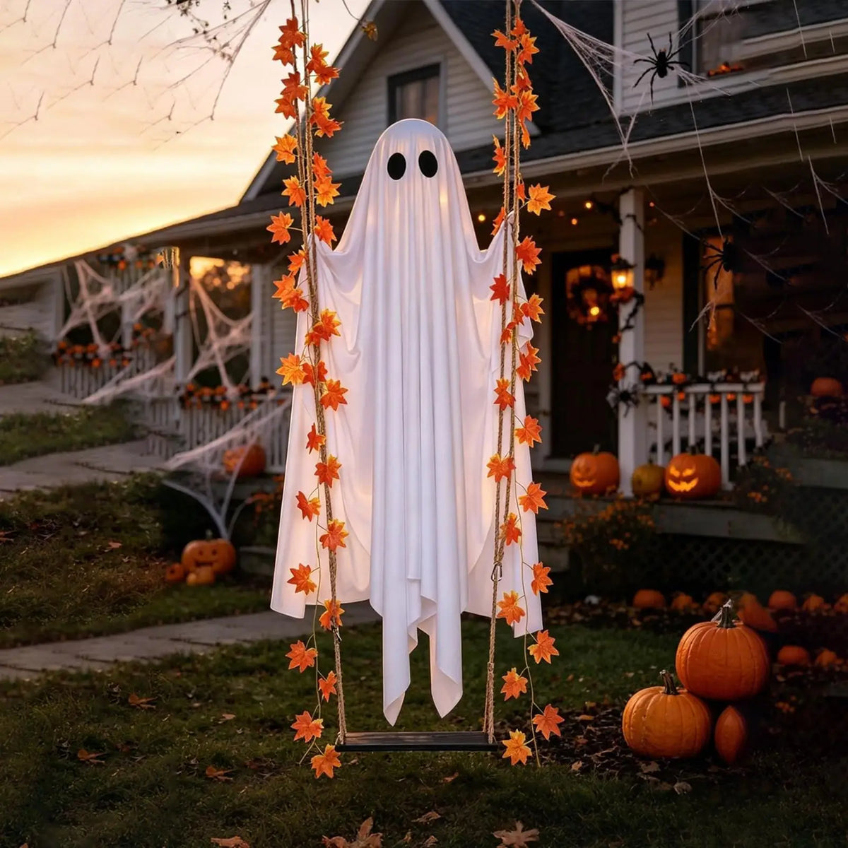 Hængende Halloween-spøgelse med LED-lys og fjernbetjening | Spokaty