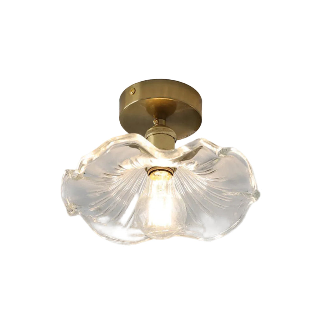 Blomsterformet LED loftlampe i glas og metal med hibiscusdesign | Zélie