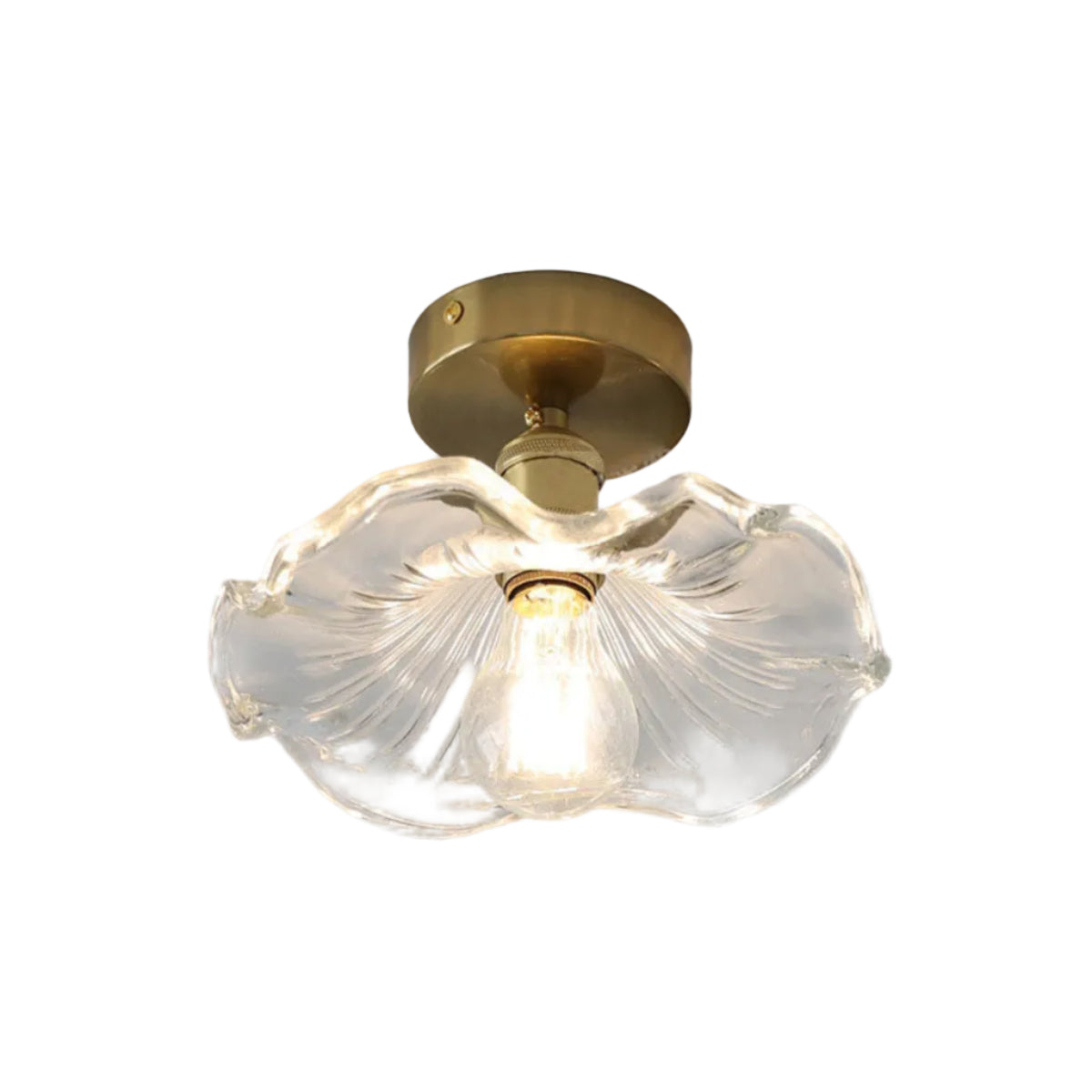 Blomsterformet LED loftlampe i glas og metal med hibiscusdesign | Zélie
