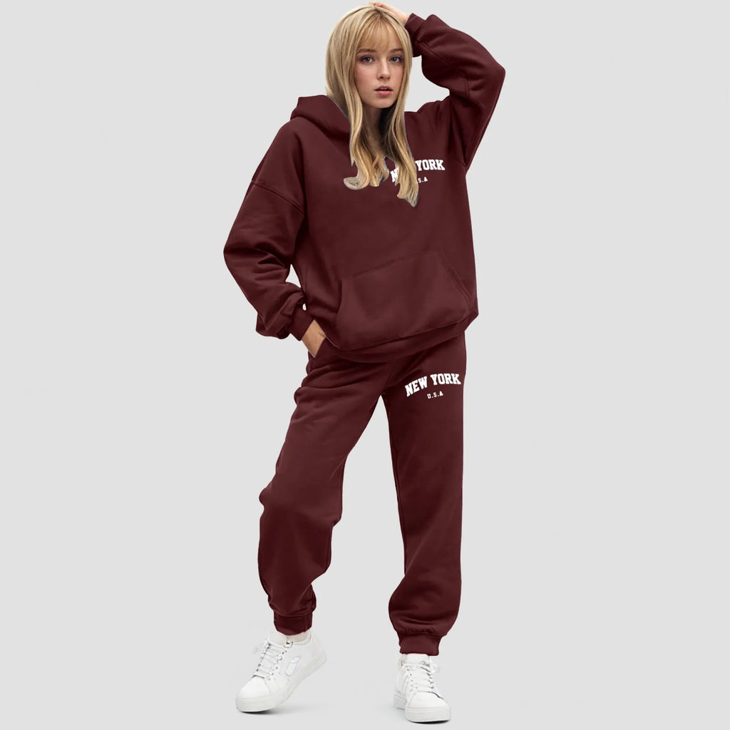 Dames Hoodie Set Oversized Fleece Jogger | Elvara