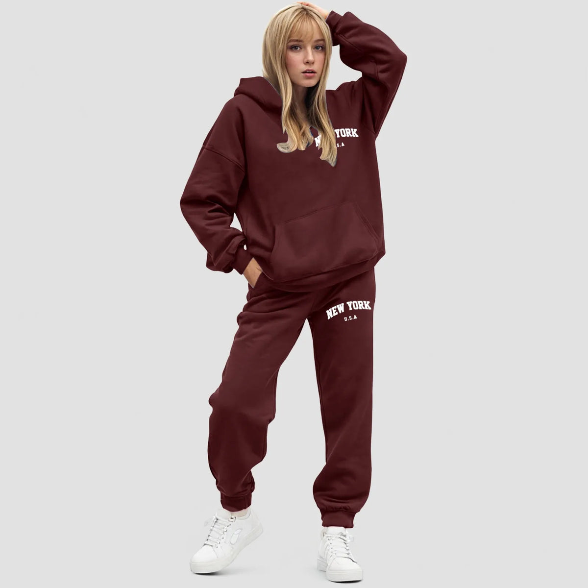 Dames Hoodie Set Oversized Fleece Jogger | Elvara