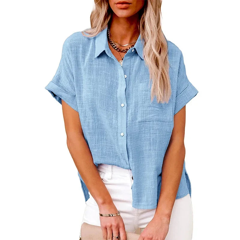 Blouse Løs Casual Sommer Kortærmet | Elvoro