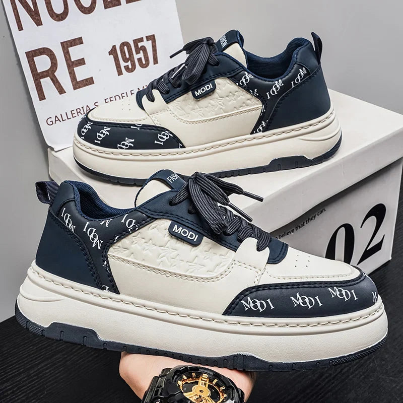 Herre sneakers med plateausål og snørebånd i kunstlæder | Valtor