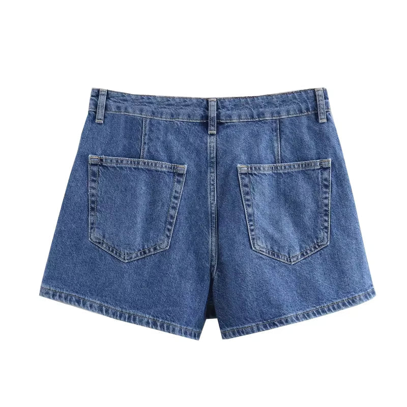Cropped Denim Bluse Klassisk Krave | Luseva
