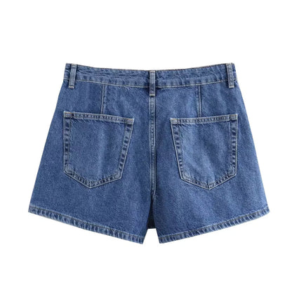 Cropped Denim Bluse Klassisk Krave | Luseva