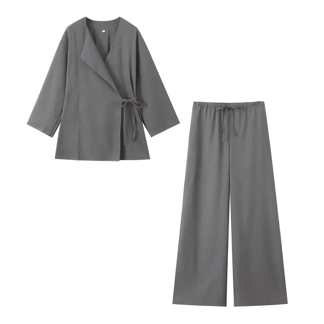 Jakkesæt Løs Elegant Wide Leg Sæt | Zyrel