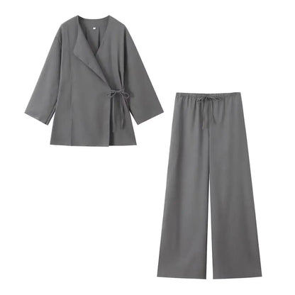 Jakkesæt Løs Elegant Wide Leg Sæt | Zyrel