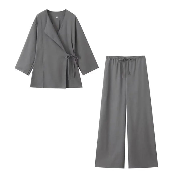 Jakkesæt Løs Elegant Wide Leg Sæt | Zyrel