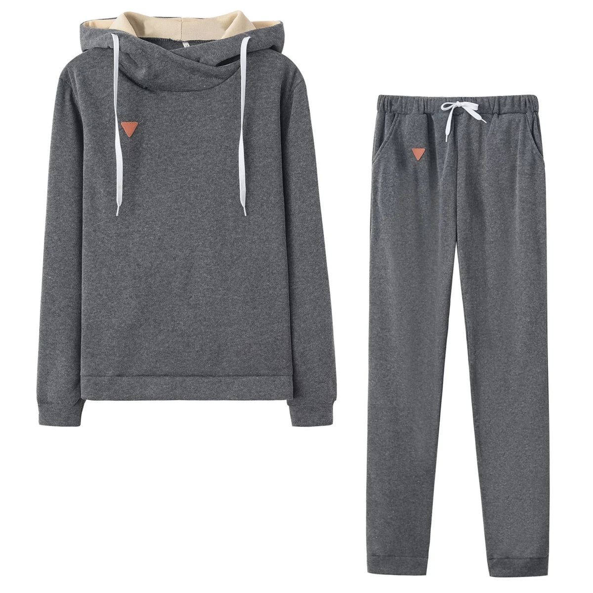 Damski dwuczęściowy komplet z bluzą z kapturem i długimi spodniami o kroju slim fit | Evaly