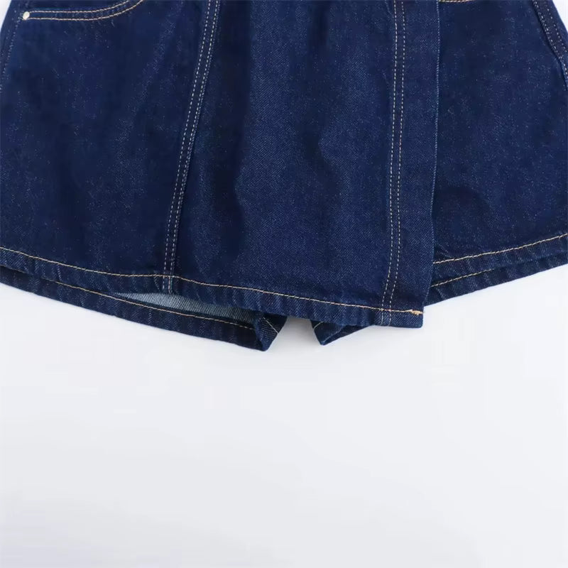 Cropped Denim Bluse Klassisk Krave | Luseva