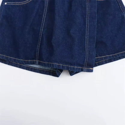 Cropped Denim Bluse Klassisk Krave | Luseva