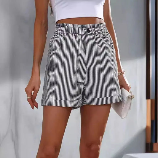 Stribede Shorts Mid Waist Strand Komfort | Isadora