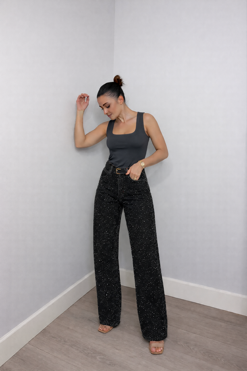 Højtaljede Jeans Lige Pasform Klassisk Denim | Marvila