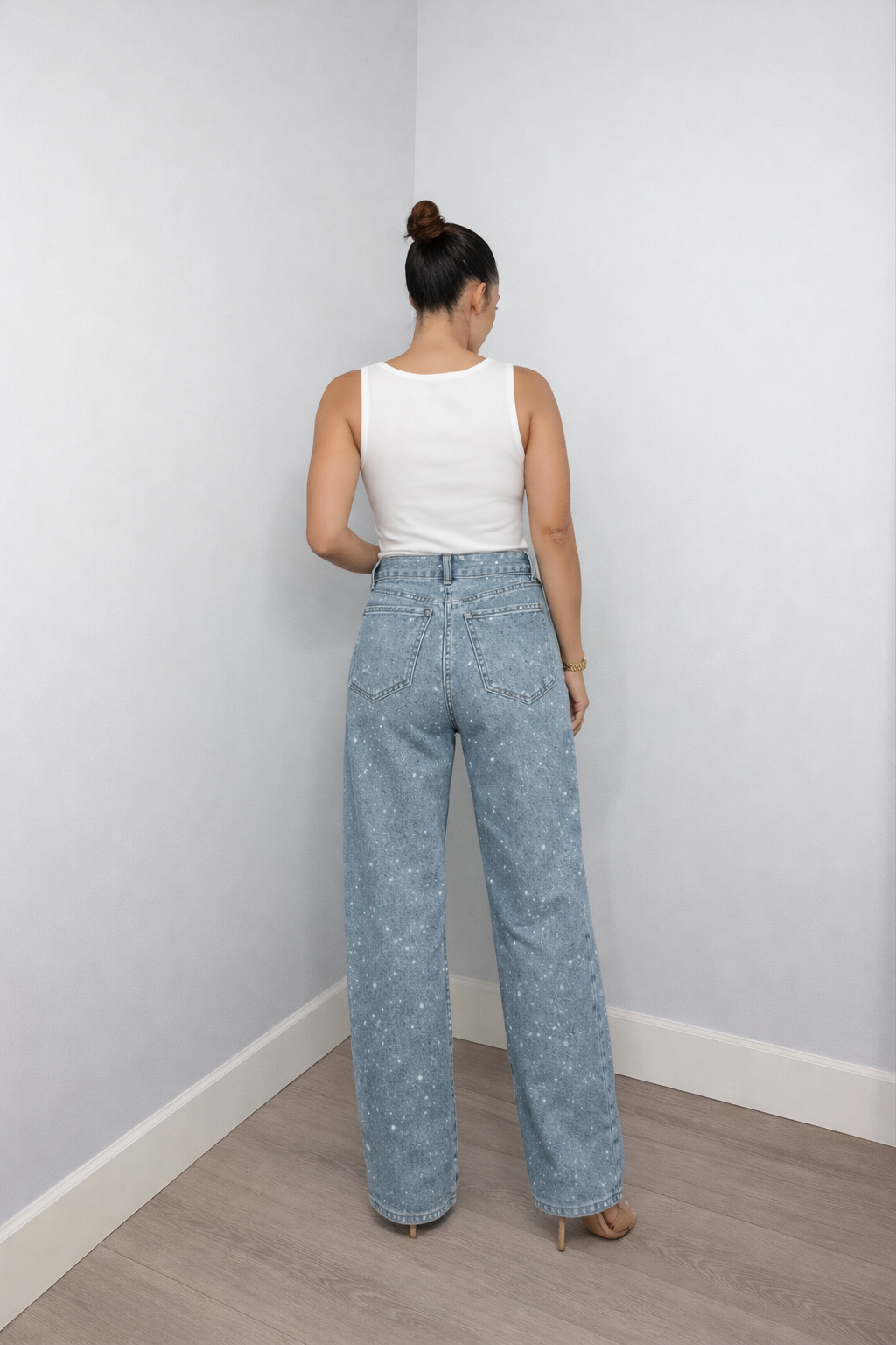 Højtaljede Jeans Lige Pasform Klassisk Denim | Marvila