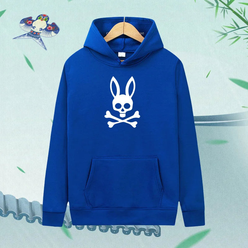 Unisex kaninskalle Hoodie – Casual Streetwear Hættetrøje med Print