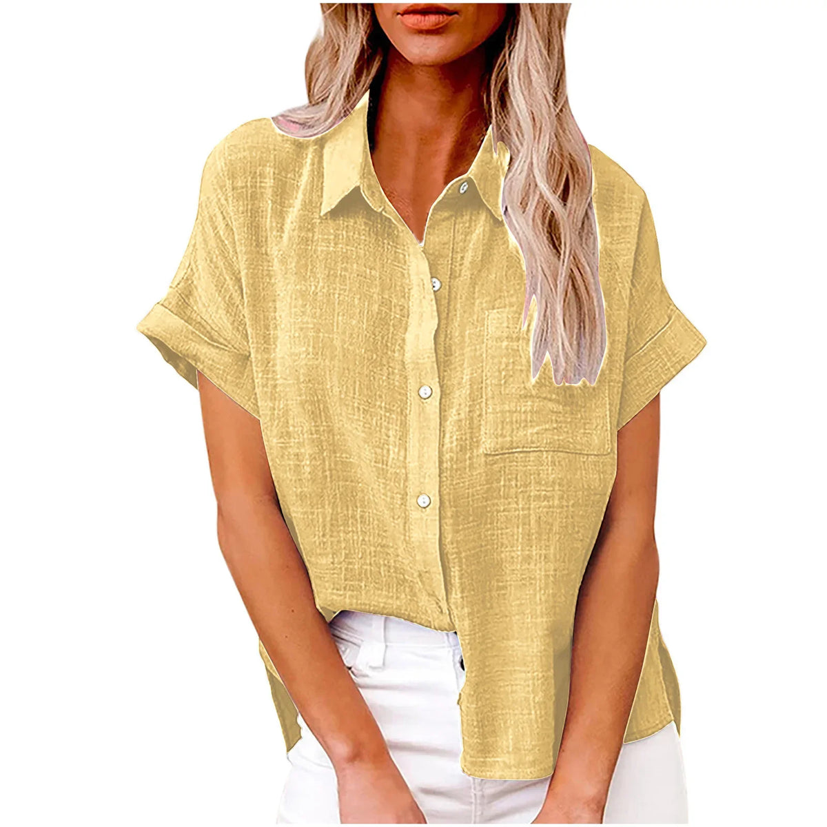 Blouse Løs Casual Sommer Kortærmet | Elvoro