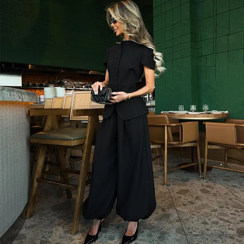Sæt Slim Elegant Lanterne Ærmer Sommer | Velmira