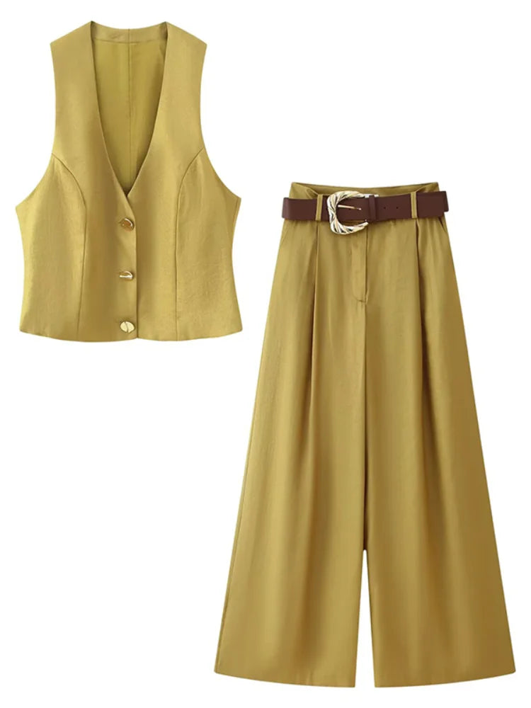 Sæt 2-delt V-Hals High Waist Elegant | Mireya