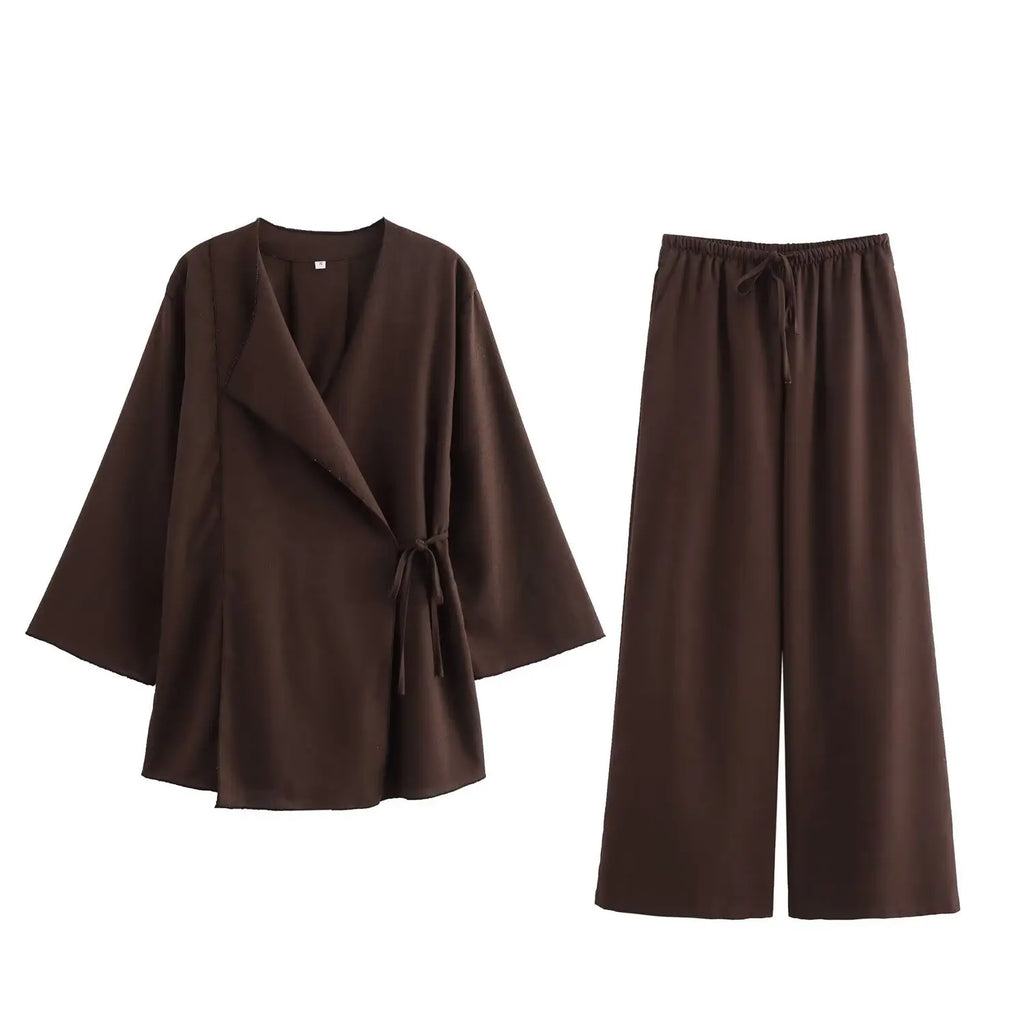 Jakkesæt Løs Elegant Wide Leg Sæt | Zyrel