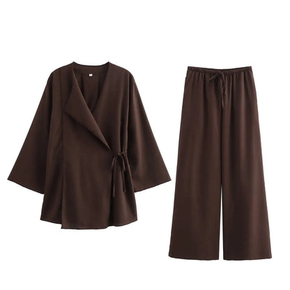 Jakkesæt Løs Elegant Wide Leg Sæt | Zyrel