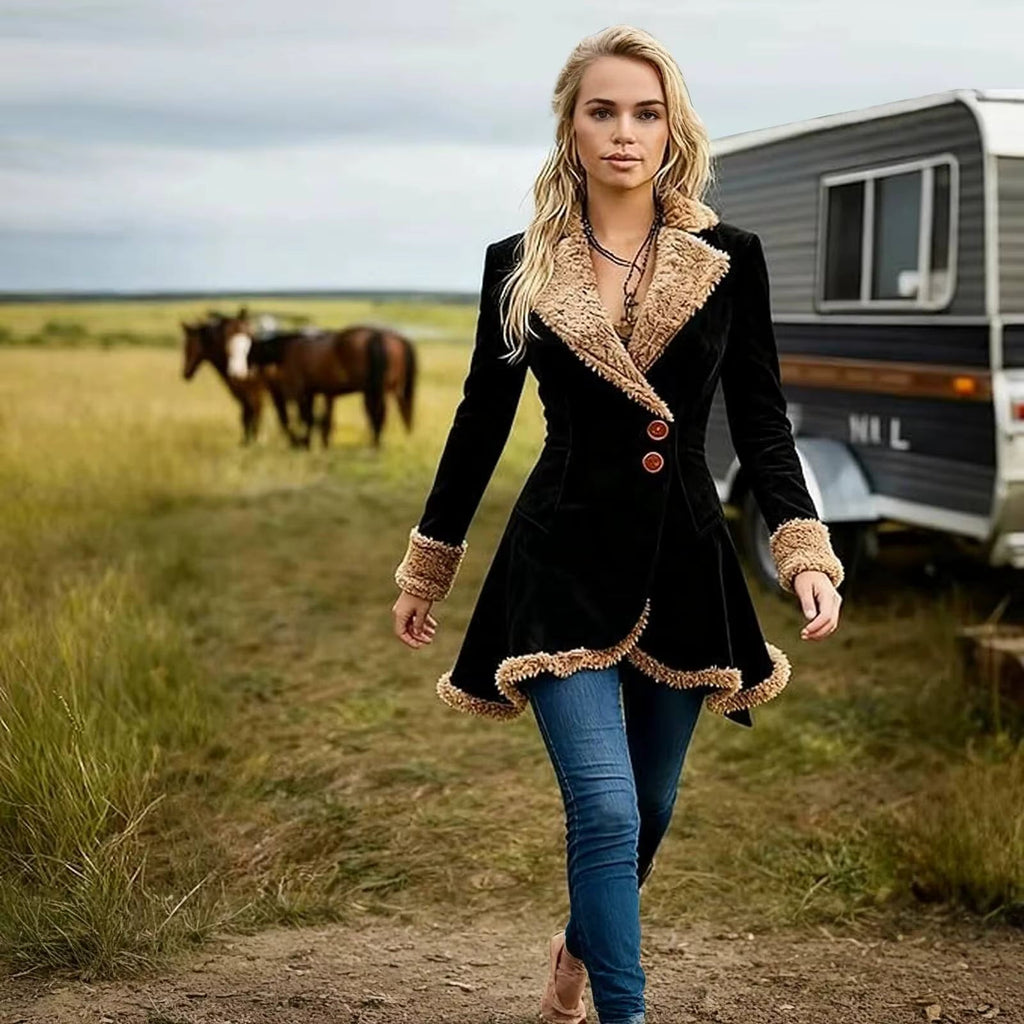 Kort damefrakke med reverskrave og to knapper | Monica