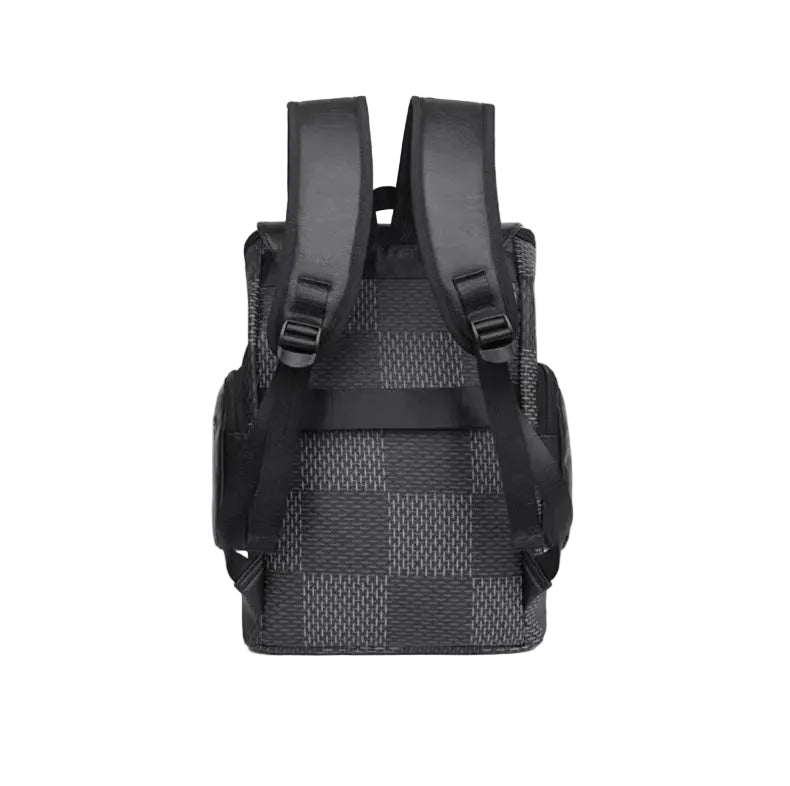 Unisex rygsæk i PU med laptoprum ternet design og stor kapacitet | Bribag