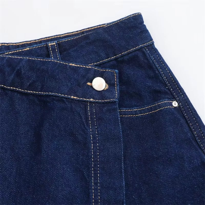 Cropped Denim Bluse Klassisk Krave | Luseva
