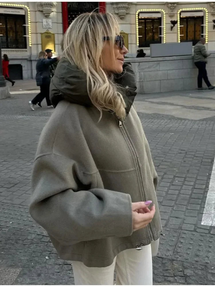 Oversized Damejakke med Lynlås – Casual Efterår & Vinter