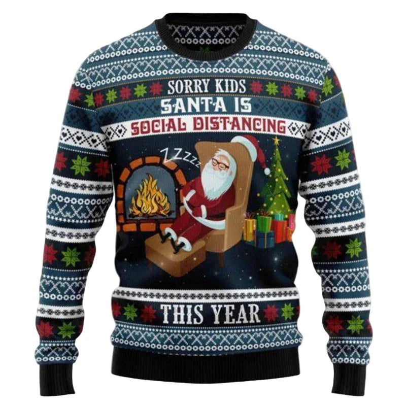 Unisex julesweatshirt med 3D-print rund hals lange ærmer let polyester | Noël