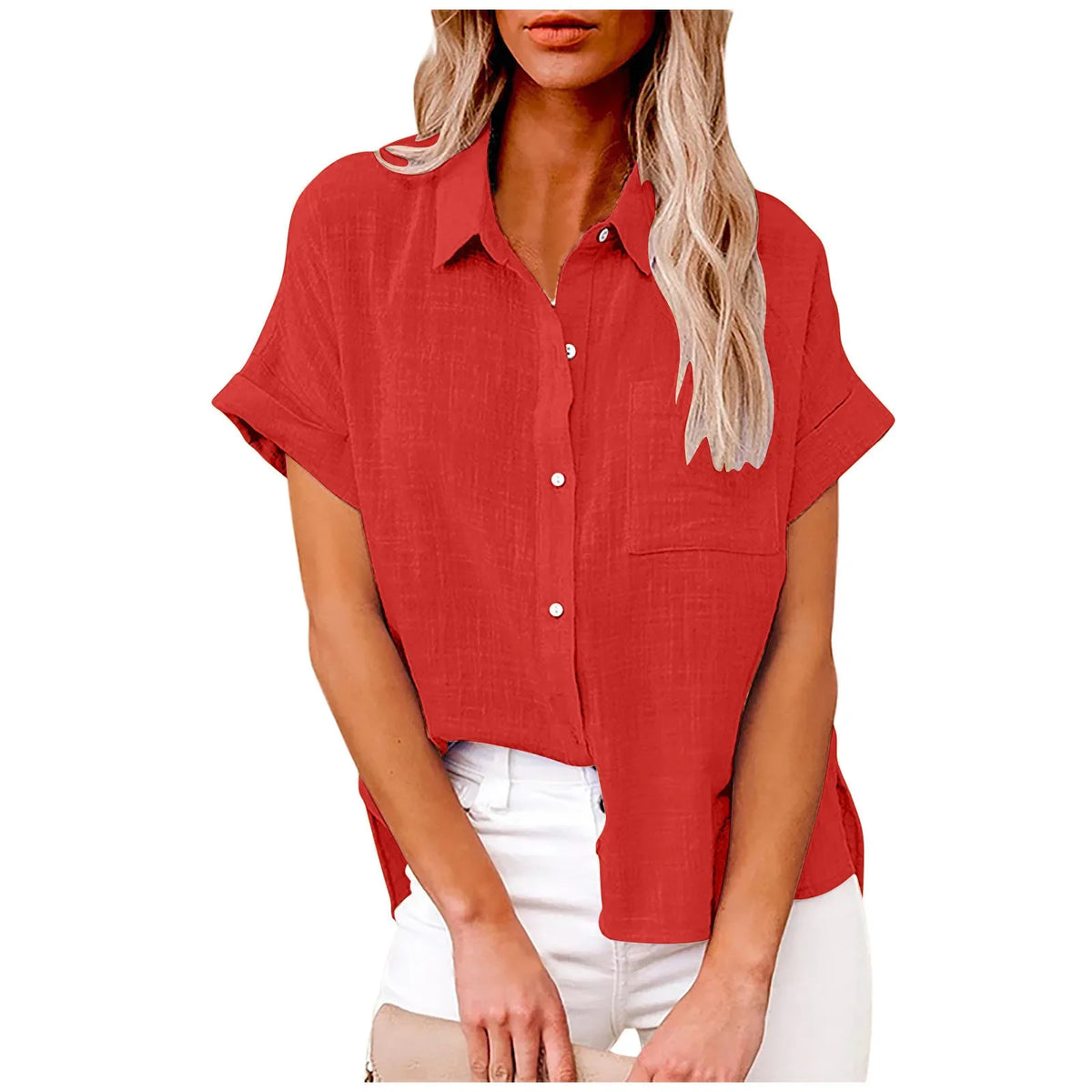 Blouse Løs Casual Sommer Kortærmet | Elvoro