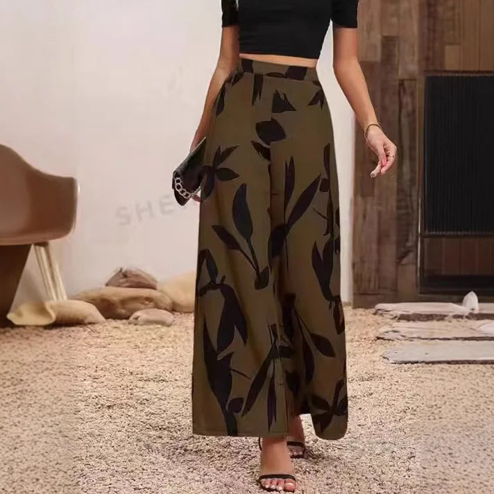 Zenvira Loose Fit Bukser Elastisk Talje Casual Komfort Print Forår Efterår