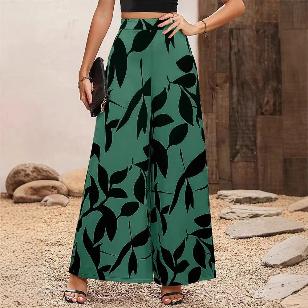Zenvira Loose Fit Bukser Elastisk Talje Casual Komfort Print Forår Efterår