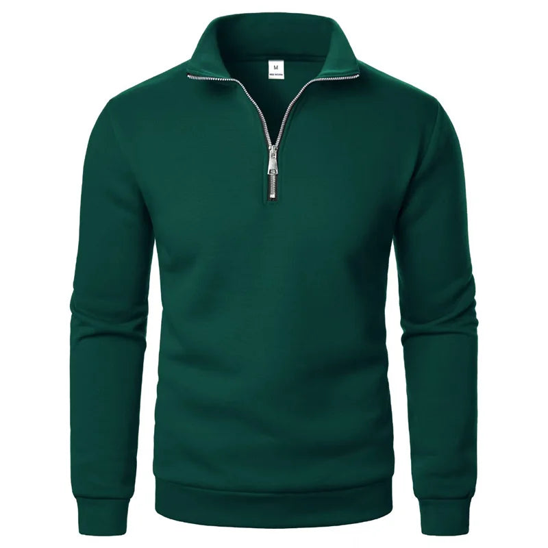 Herre sweatshirt med halv lynlås høj krave og lange ærmer | Étienne