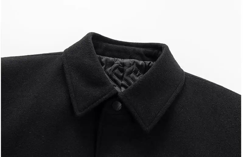 Lang herrefrakke med uld klassisk krave lommer og smart casual design | Gaëtan
