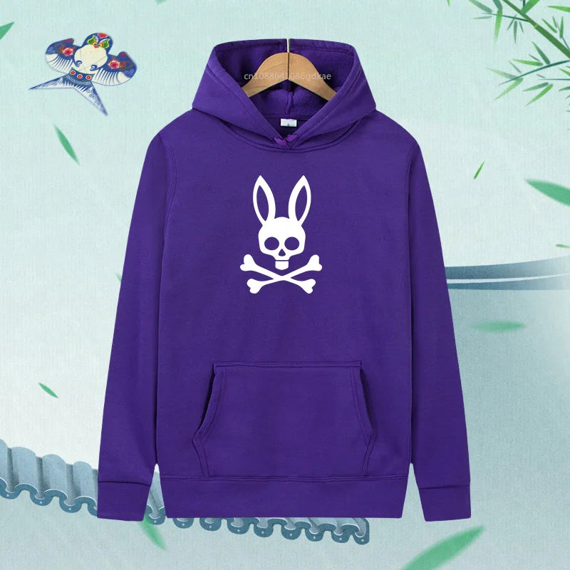 Unisex kaninskalle Hoodie – Casual Streetwear Hættetrøje med Print
