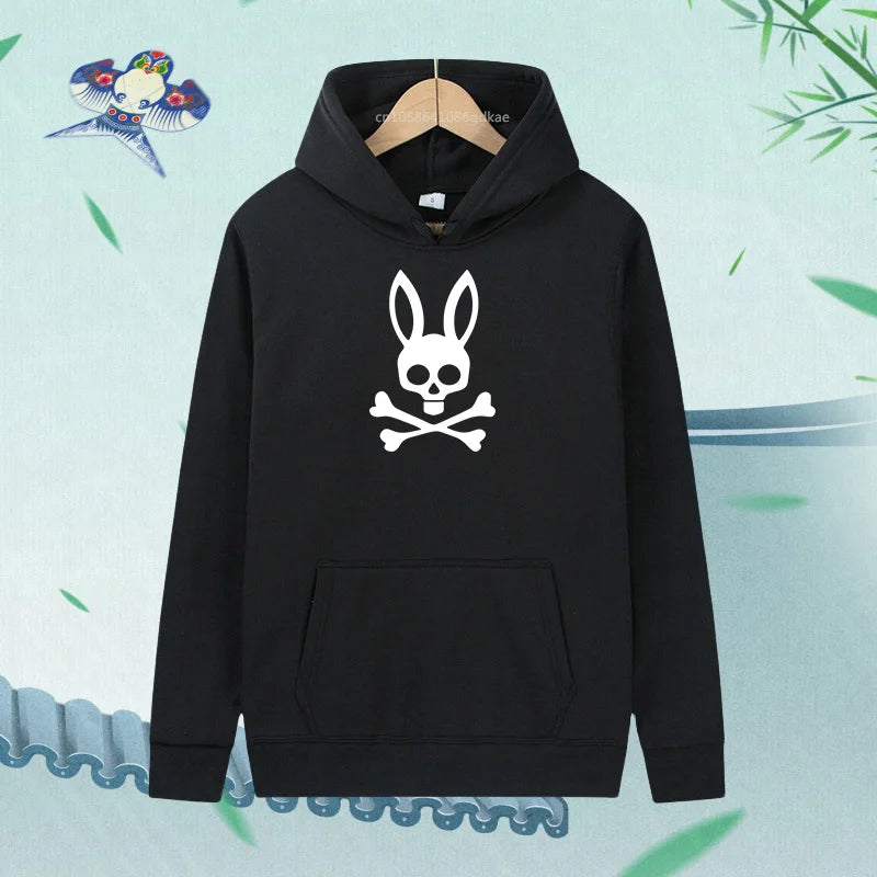 Unisex kaninskalle Hoodie – Casual Streetwear Hættetrøje med Print