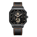 Square Armbåndsur Kvarts Læderrem Analog Design | Velmoro