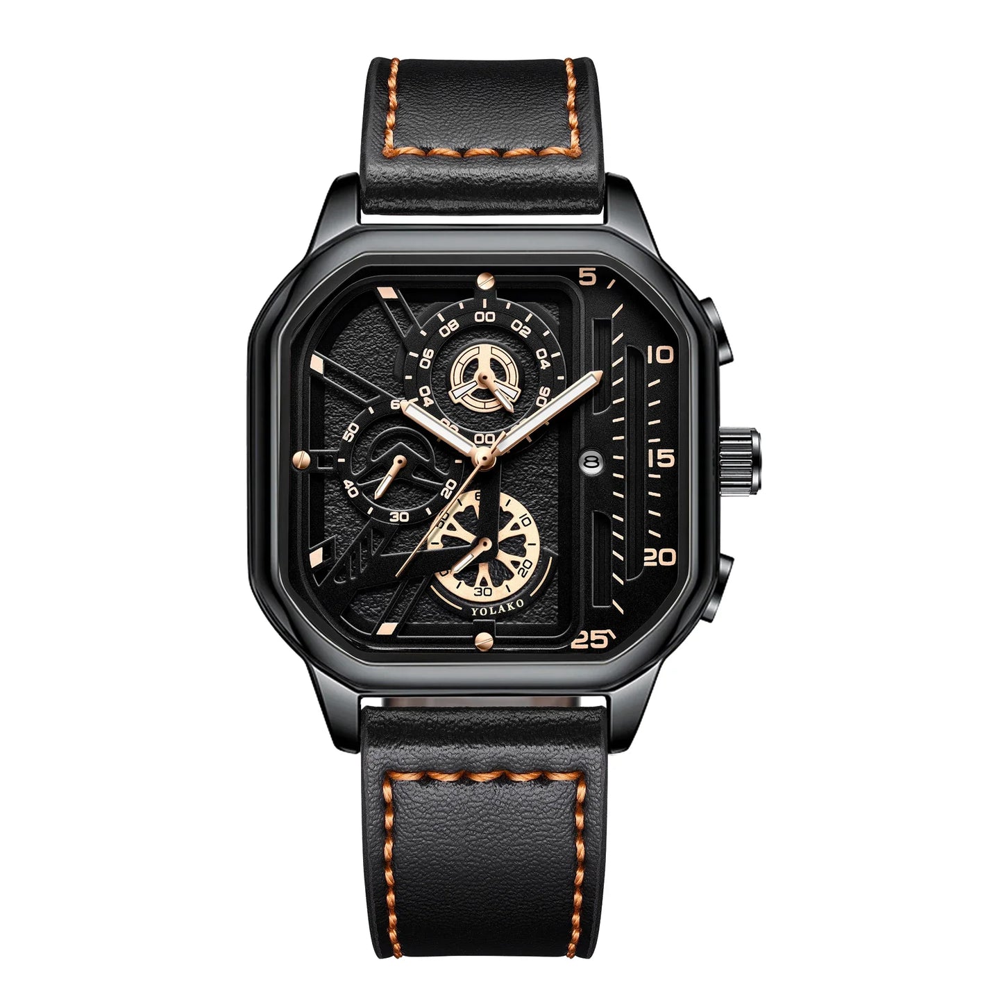 Square Armbåndsur Kvarts Læderrem Analog Design | Velmoro