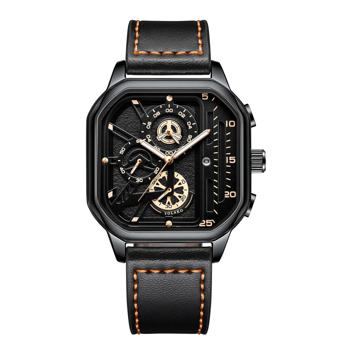 Square Armbåndsur Kvarts Læderrem Analog Design | Velmoro