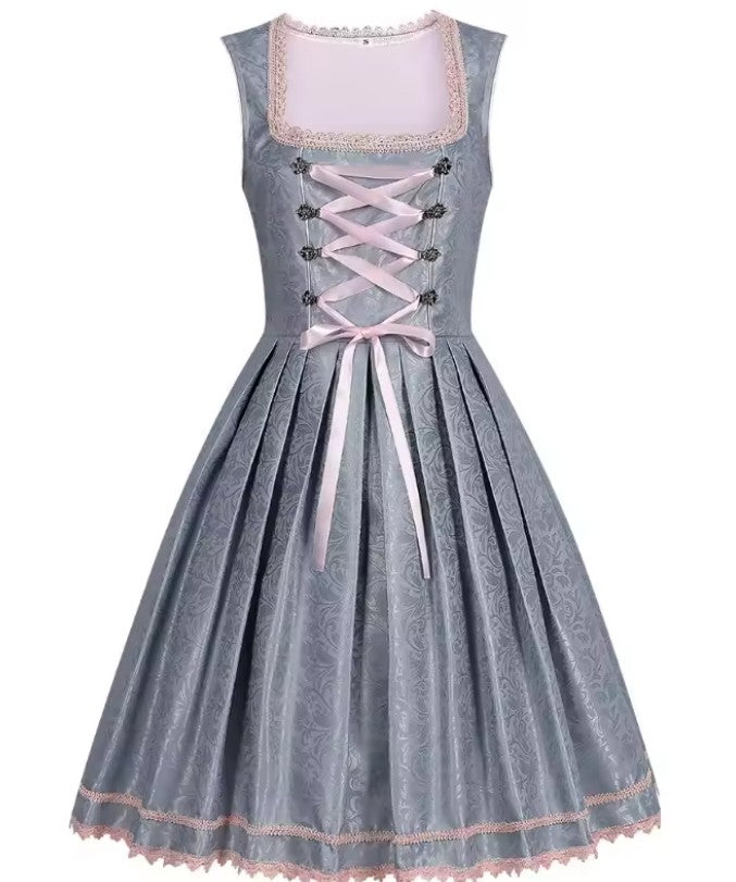 Dirndl Midi Kjole Bayersk Blonde Firkanthals Oktoberfest Dame | Avelina