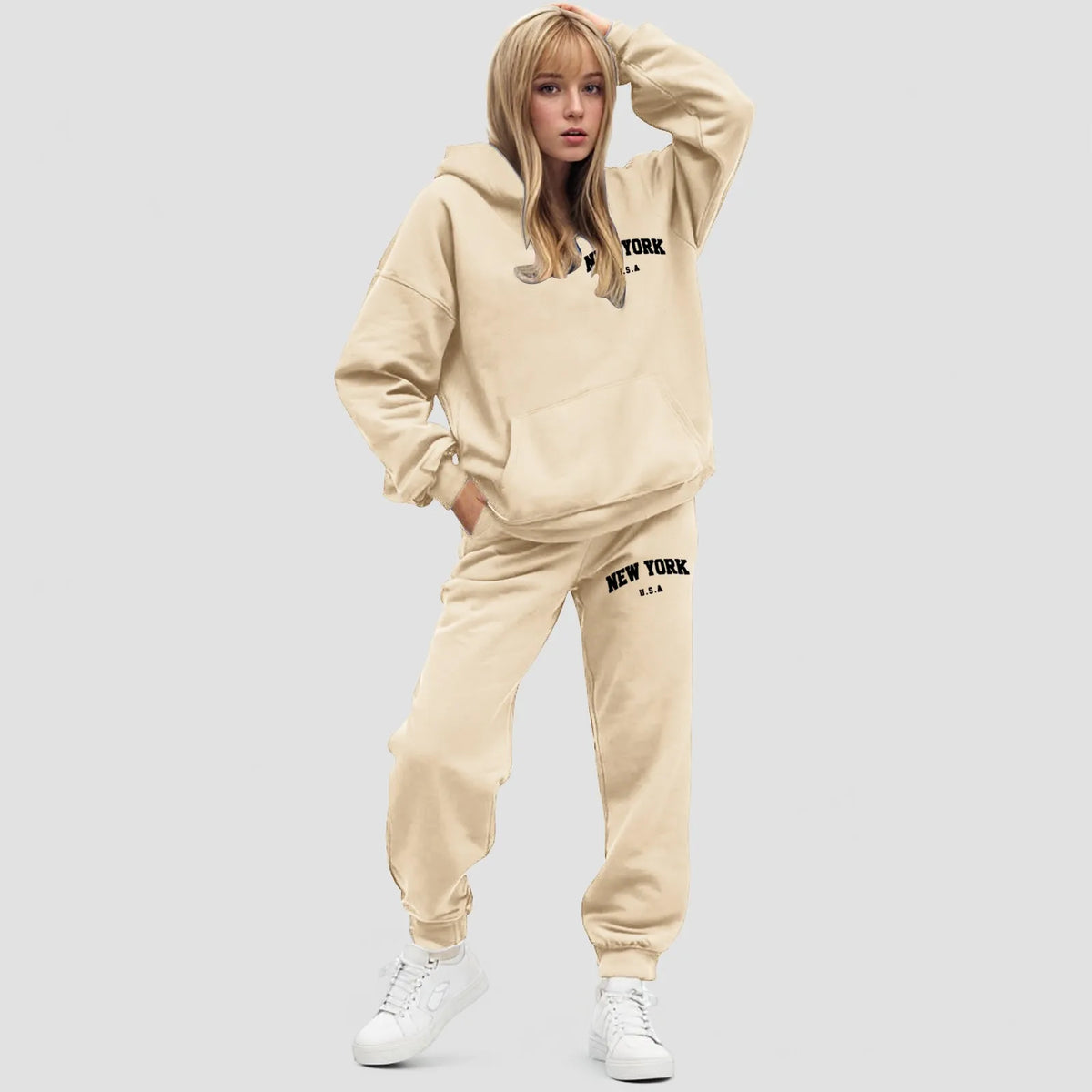 Dames Hoodie Set Oversized Fleece Jogger | Elvara