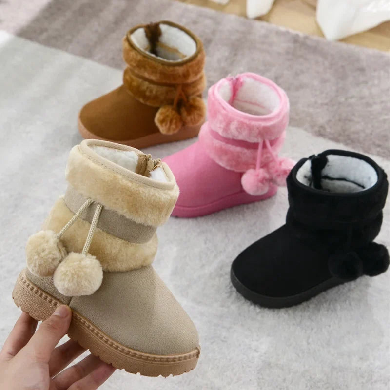Pigstøvler med plysforing lynlås mikrofiber og slidstærk gummisål | Gisèle