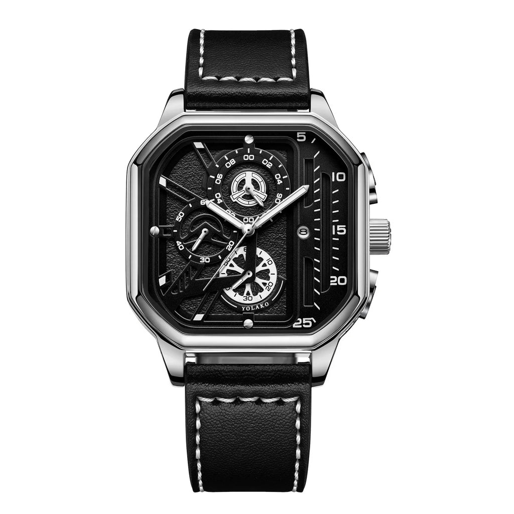 Square Armbåndsur Kvarts Læderrem Analog Design | Velmoro