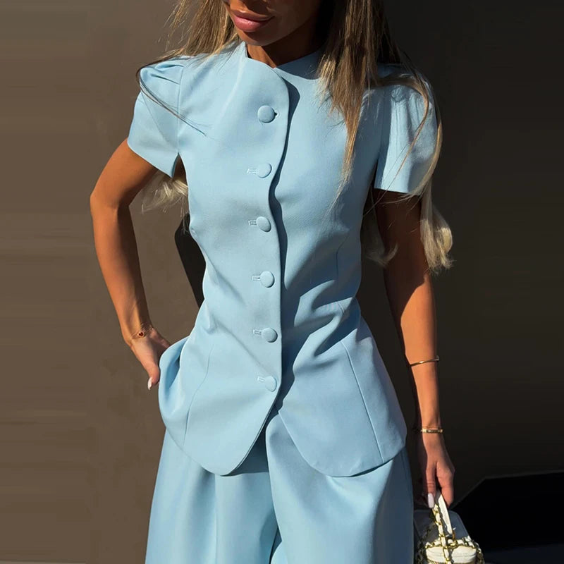 Sæt Slim Elegant Lanterne Ærmer Sommer | Velmira