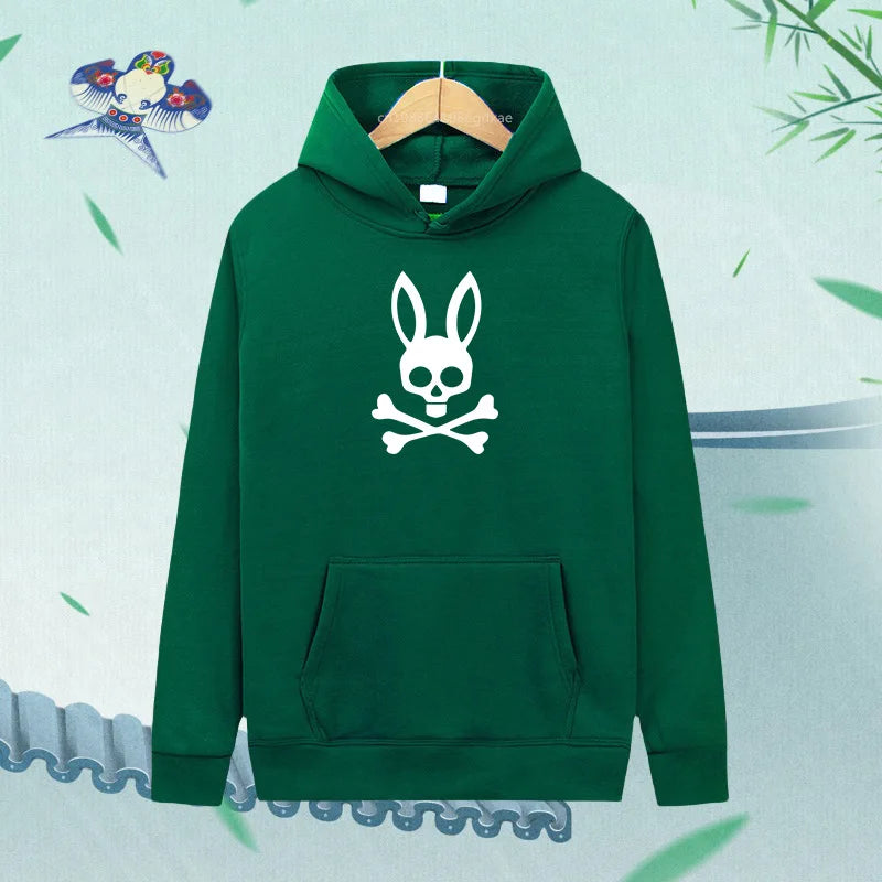Unisex kaninskalle Hoodie – Casual Streetwear Hættetrøje med Print