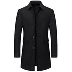 Lang herrefrakke med uld klassisk krave lommer og smart casual design | Gaëtan