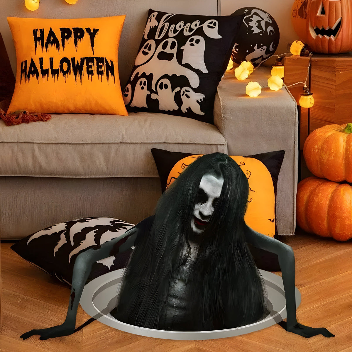 Samoprzylepne naklejki na Halloween z wzorem czarnych włosów do gładkich powierzchni | Morgane
